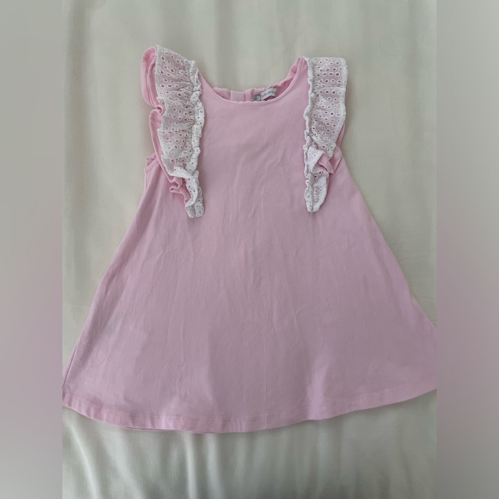 Girls Pink Dress with eyelet detail